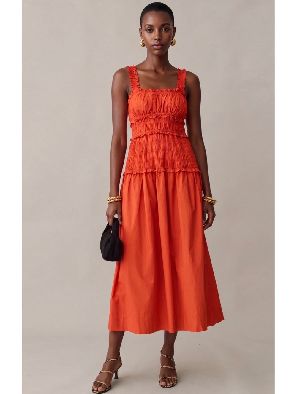 O.P.T by Few Moda Freya Cotton Dress Stretchy Ruching Size Small Burnt Orange